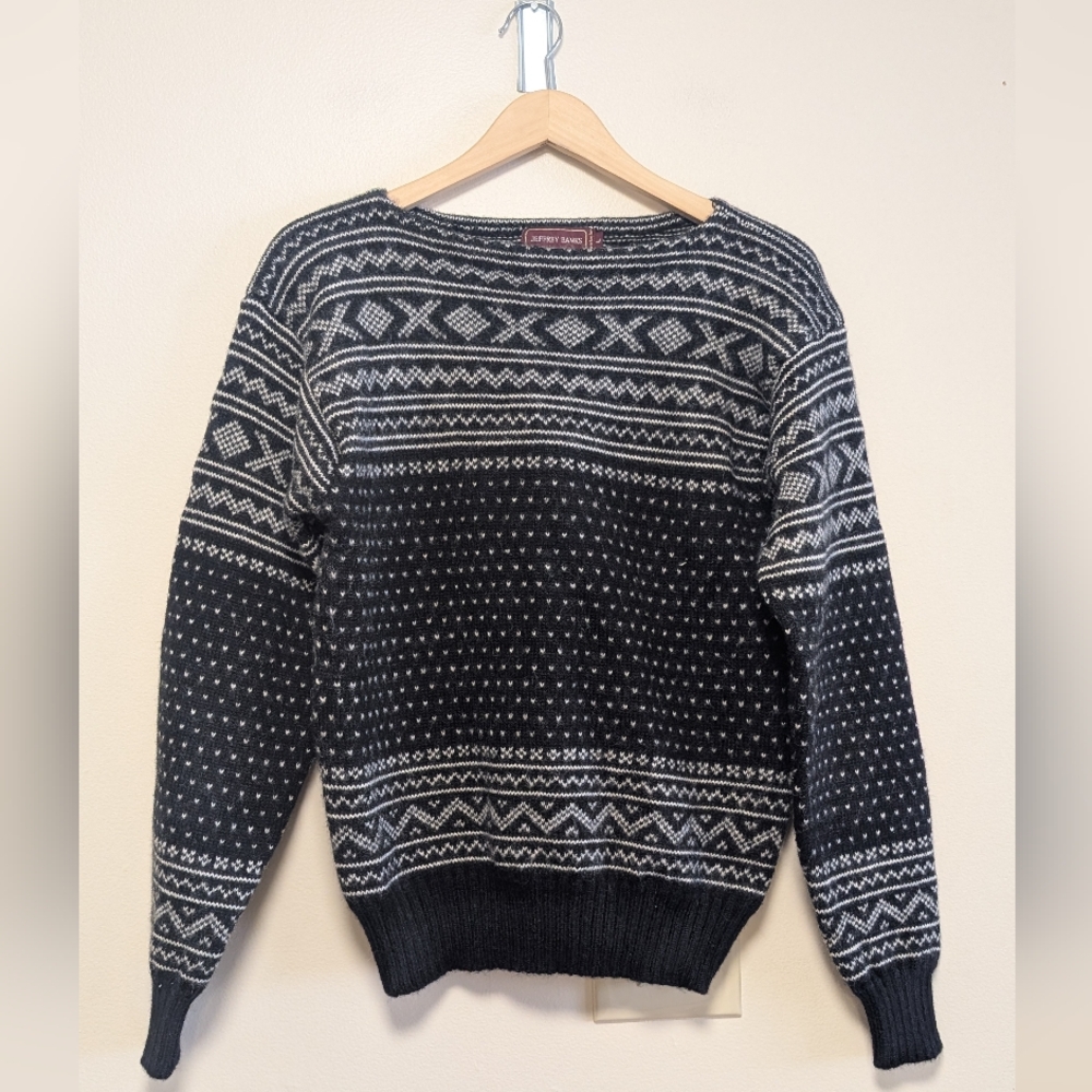 Jeffrey Banks Women’s Boatneck Fair Isle Wool Sweater Size L